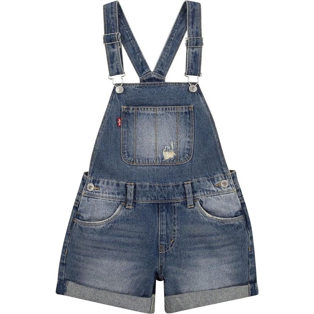 Levi's Girls' Denim Shortall, Vintage Waters, 12